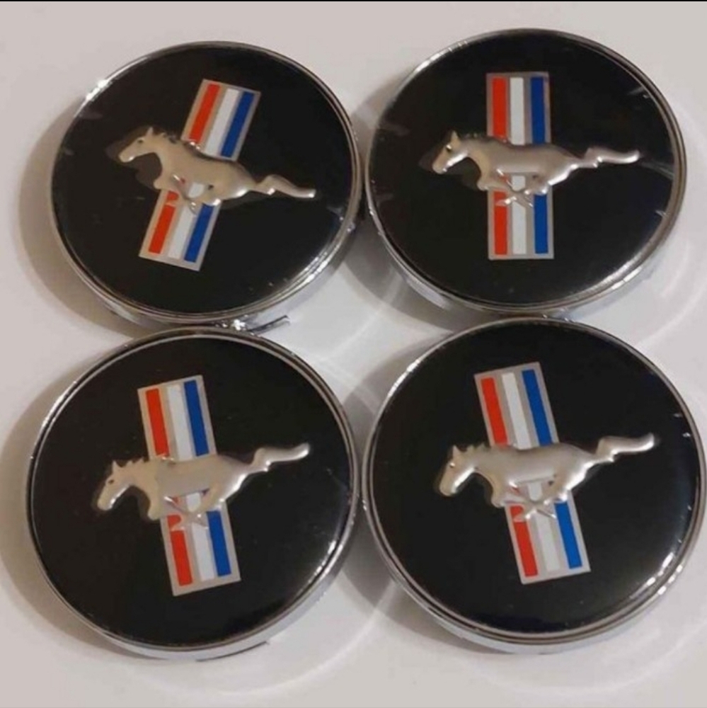 New set of Mustang hubcap center caps 68mm
